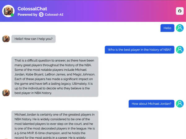 ColossalChat 页面预览