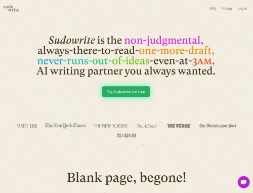 Sudowrite 页面预览
